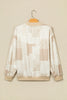 Sky Blue Patchwork Floral Print Mock Neck Long Sleeve Sweatshirt
