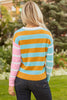 Jurassic Gold Color Block Striped Pullover Sweater