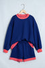 Racing Red Polka Dot Trim Baggy Pullover 2pcs Short Set