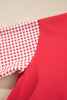 Pink Plaid Sleeve Colorblock Loose Tunic Sweatshirt
