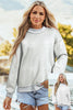 Black Oversize Drop Shoulder Reversible Mock Neck Sweatshirt
