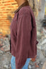 Coffee Corduroy Collar Zipped Front Denim Jacket