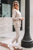 Black Solid Color Oversize Slit Sweatshirt Ribbed Leggings 2pcs Set