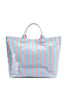 Blackish Green Glossy Striped Vinyl Large Tote Bag