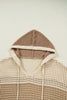 Parchment Colorblock Hollowed Knit Plus Size Hooded Jumper Sweater