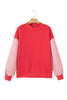 Pink Plaid Sleeve Colorblock Loose Tunic Sweatshirt
