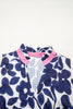 Blue Floral Sleeveless Colorblock Notched V Neck Mini Dress