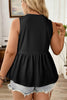 Black Plus Size Solid Color Bow Tie Peplum Tank Top