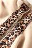 Parchment Leopard Trim Zipped Short Sleeve Casual Set