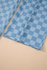 Sky Blue Checkered Elastic High Waist Loose Casual Pants