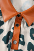 Casual Unique Leopard Print Button Contrast Collared Short Sleeve Blouse