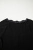 Skobeloff Lace Neckline Button Decor Lettuce Edge Long Sleeve Ribbed Top