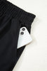 Black Color Block Patchwork Half Button Pullover and Shorts 2pcs Outfit