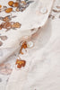 Apricot Floral Printed Silky Button Up Long Sleeve Shirt