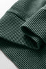 Mist Green Waffle Knit Patchwork Long Sleeve Loose Top