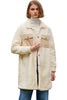 Beige Contrast Flap Pocket Single Breasted Teddy Coat