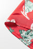 Red Christmas Fashion Print Contrast Ruffle Trim Ribbon Bow Knot 2pcs Pajama Set
