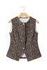 Brown Leopard Print Slim Denim Vest