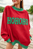 Tomato Red Polka Dot Letter Print Contrast Trim Mock Neck Sweatshirt