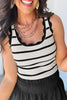 Black Striped Scalloped Edge U Neck Sleeveless Sweater Vest