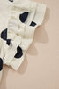 Apricot Casual Polka Dot V-Neck Ruffle Short Sleeve Shift Blouse