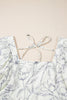 Beige Floral Print Square Neck Shirred Back Puff Sleeve Mini Dress