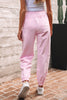 Light Pink Drawstring Waist Patchwork Solid Color Jogger Pants