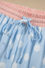 Pink Polka Dot Contrast Trim Long Sleeve Top Drawstring Shift Pants Set