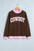 Grapefruit Orange Polka Dot Letter Graphic Colorblock Tunic Sweatshirt