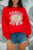 Fiery Red TOUCH DOWN Football Graphic Pullover Sweatshirt