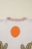 Apricot Western Desert Cactus Print Plus Size Button Cardigan Sweater