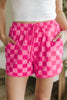 Multicolour Checkered Drawstring Elastic Waist Casual Shorts
