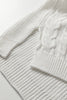 White Mix Texture Patchwork Contrast Stitch Mock Neck Sweater