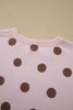Brown Polka Dot Two Piece Set Long Sleeve Casual Skirt Set