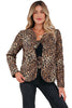 Khaki Leopard Quilted Tie Front Jacket