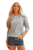 Gray Sequin Baseball Game Day Graphic Casual Sweatshirt