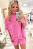 Orchid Bouquet Raw Edge Patch Pocket Oversized Top and Shorts Set