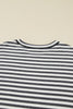 Gray Stripe Contrast Star Stitched Plus Size Long Sleeve Top