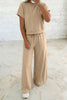 Light Pink Solid Color Loose Tee Drawstring Wide Leg Pants 2pcs Outfit