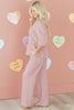 Delicacy Braided Texture Ruffle Hem Top Drawstring Loose Pants Set