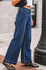 Sail Blue Stitched Waist Detail Loose Cuffed Jeans