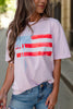 Light Pink Flag Bow Graphic Crewneck Tee