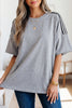 Light Grey Patchwork Detail Raw Edge Oversize Tee