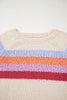 Jet Stream Striped Color Block Loose Sleeve Chic Sweater