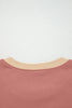 Rose Pink Contrast Star Patchwork Exposed Seam Uneven Hem Drop Shoulder Sweatshirt
