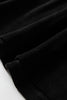 Black Solid Color Textured Knit Drop Shoulder Pullover Drawstring Shorts Set