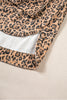 Khaki Leopard Print Collar Long Sleeve Patch Pocket Shift Denim Jacket