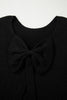 Fiery Red Festive Bow Backless Bubble Sleeve Sweater
