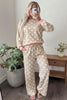 Pink Polka Dot Contrast Trim Long Sleeve Top Drawstring Shift Pants Set