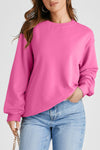 Black Plain Drop Shoulder Crewneck Pullover Sweatshirt